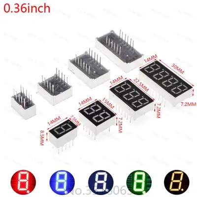 Image de Afficheur LED 7 segments 0.28 à 0.8 pouces - Rouge, Blanc, Bleu