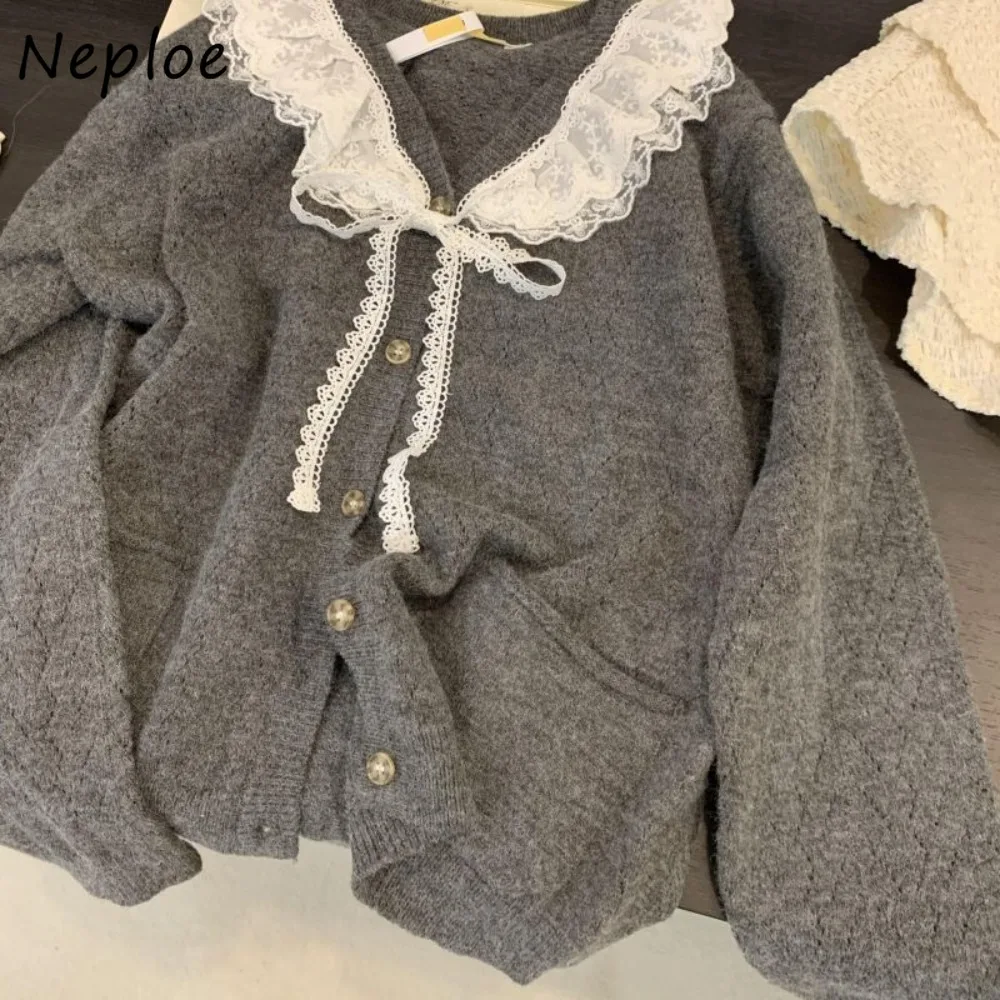 Bild von Niedlicher Fairycore Strickpullover mit Puppenkragen