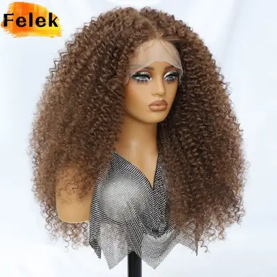 Image de Perruque Bouclée Synthétique 24" Lace Front Noire - Style Afro