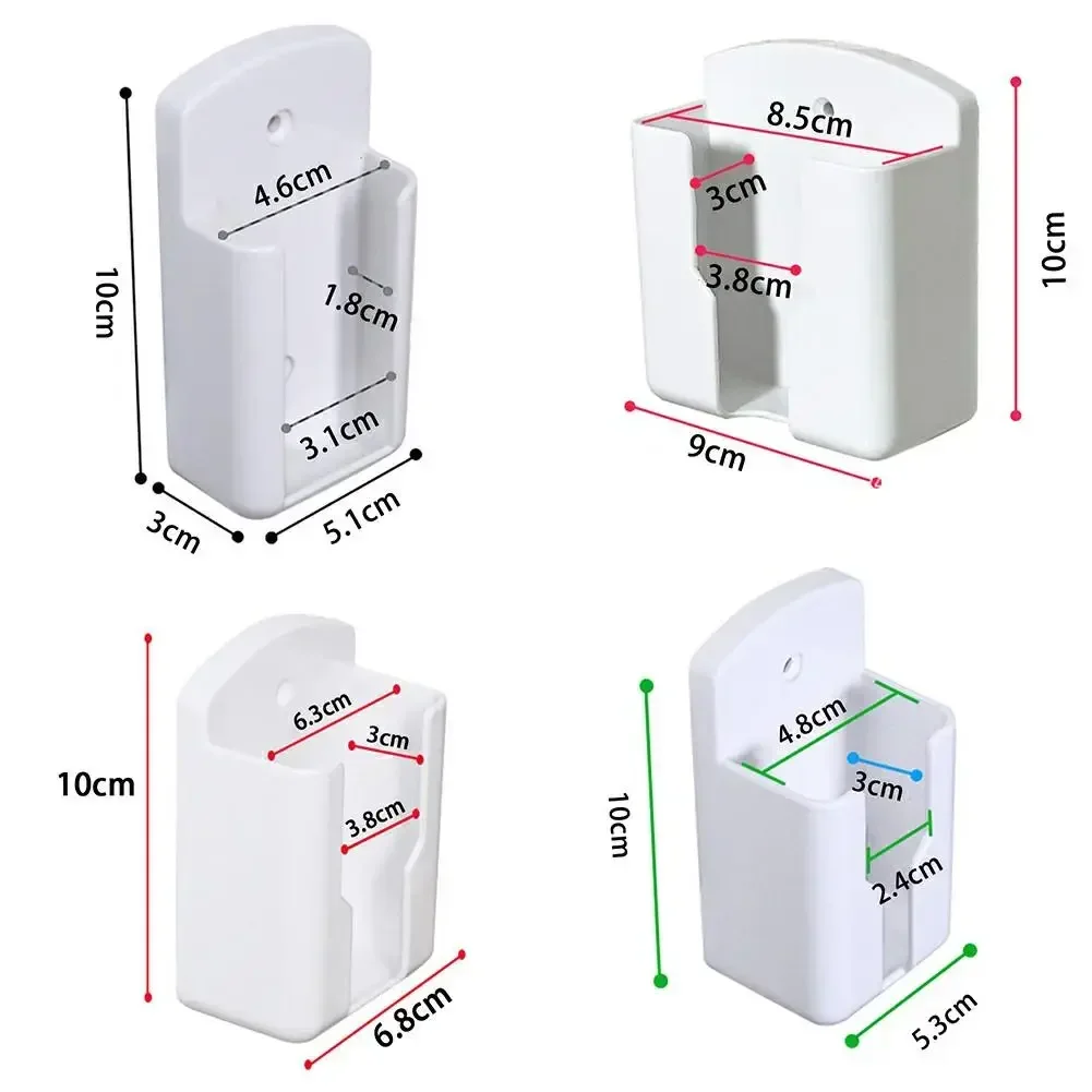 Image of Universal White Wall-Mounted Storage Shelf for Bathroom, Living Room, or Office – Multi-Functional Remote Control Holder with Built-In Socket Organizer