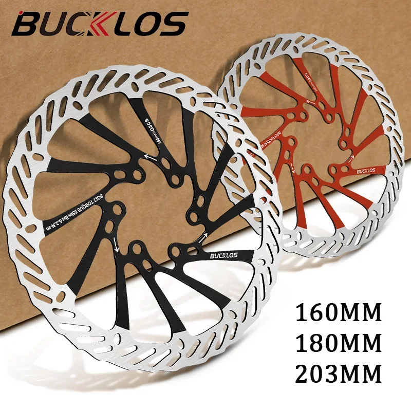 Imagen de Rotor de Freno de Disco Hidráulico Ultraligero Bucklos para Bicicleta de Montaña y Carretera, 160/180/203 mm con 6 Pernos