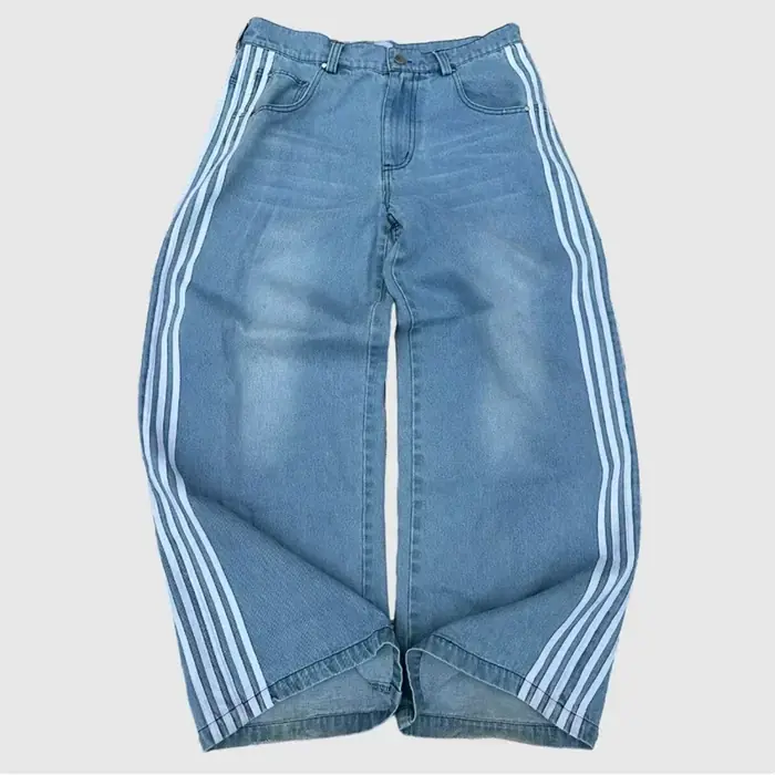 Image de Jeans Y2K Rayés Large Taille Basse