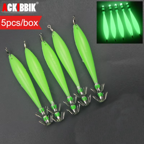 Immagine di Set da Pesca con 5 Ganci Glow Squid Jig e Octopus Jig per Pesca Sportiva in Acqua Salata e Dolce
