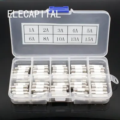 Image de Fusibles Céramique 100 pcs - 5x20mm - Tous Courants (1A à 15A)