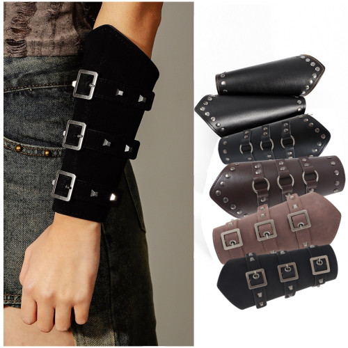 Bild von Mittelalterliche Armstulpen mit Schnürung – Vintage Piraten- und Ritter-Handschuhe, verstellbare Armschienen als Cosplay-Zubehör für Männer