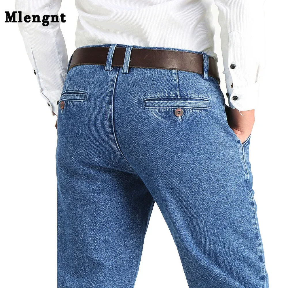 Image of Men's Classic Straight Fit Cotton Denim Jeans - Relaxed Loose Fit Casual Brand Jeans for Everyday Wear, Sizes 28-40