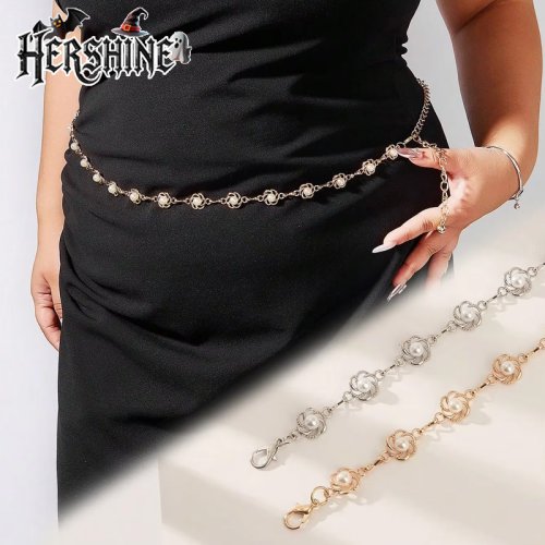 Image de Ceinture Chaîne Perles & Fleurs - Style Élégant Printemps-Été