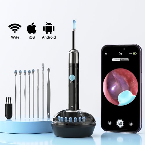 Natürliches Ohrreinigungssystem mit 1080p WiFi-Endoskop – Hochauflösende Otoskop-Kamera mit Ohrlöffel-Basis für iOS & Android zur sicheren Entfernung von Ohrenschmalz