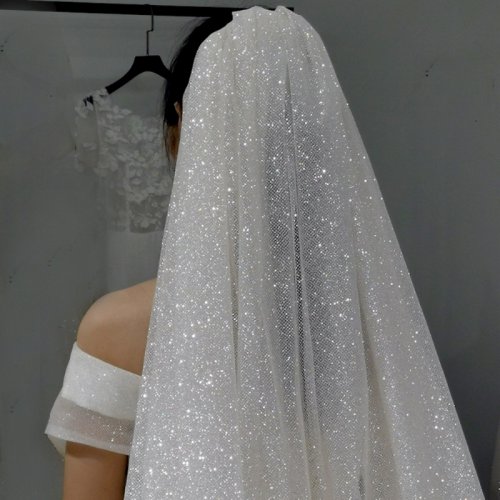 Image de Voile de Mariée Champagne Blanc Ivoire avec Mèches