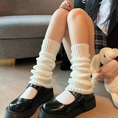 Image de Chaussettes chauffantes Lolita Y2K tricotées à bulles