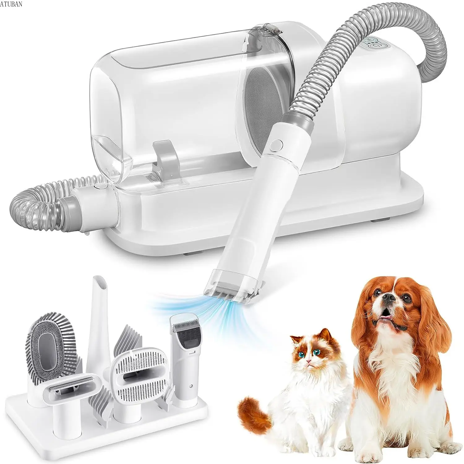 Image of Natural Pet Grooming Vacuum Kit with Large 3L Dust Cup – Efficient Dog Hair Removal & Brush Attachment for Flawless Pet Care