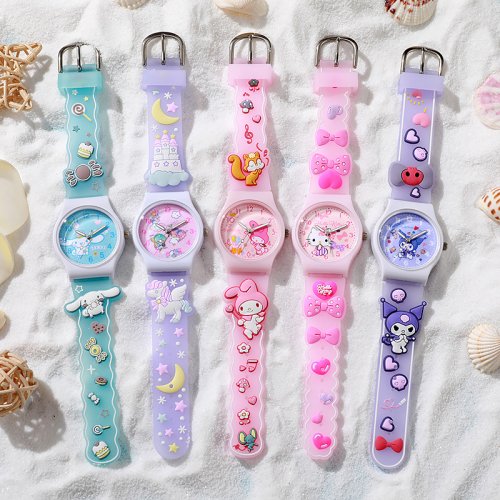 Afbeelding van Leuke 3D Hello Kitty Horloge voor Meisjes met Cartoon Patroon, Kuromi Design, Waterdicht Quartz Klokje – Ideaal als Kinderspeelgoed en Cadeau