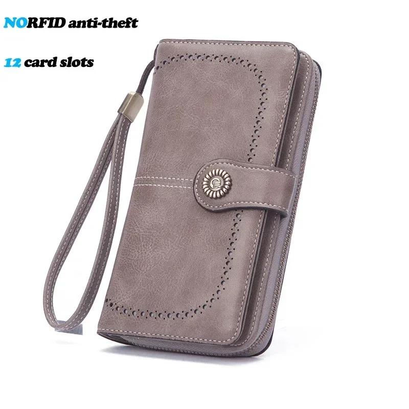 Afbeelding van Stijlvolle RFID-Portemonnee voor Dames – Lederen Clutch met Veiligheid