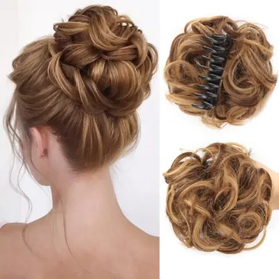 Chignon Synthétique Bouclé - Extension de Cheveux Facile à Porter