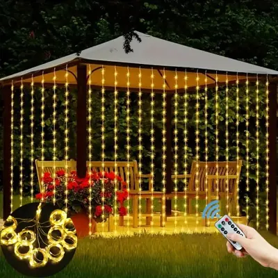 Image de Lumières LED Rideau USB - Décoration festive pour Noël, Mariage & Fêtes