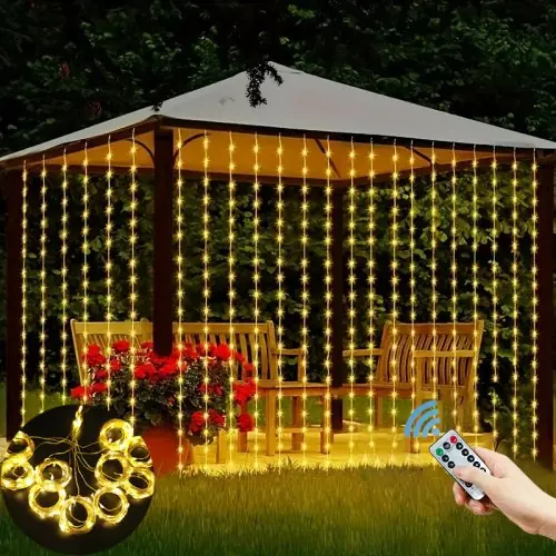Image de Lumières LED Rideau USB - Décoration festive pour Noël, Mariage & Fêtes