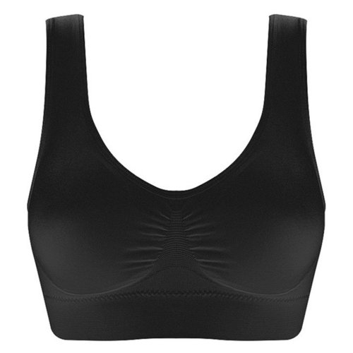 Zdjęcie Damskie bezszwowe biustonosze na ramiączkach – krótki top sportowy XXL i 3XL w czarnym kolorze, idealne do siłowni, biegania, fitnessu i jogi