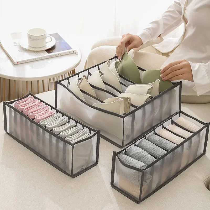Imagen de Organizador de Ropa Interior Plegable con Divisores para Cajones – Caja de Almacenamiento para Calzoncillos, Calcetines y Sujetadores, Ideal para Armarios y Gabinetes