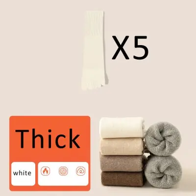 Image de Chaussettes 5 doigts en coton épais chaudes pour femme hiver