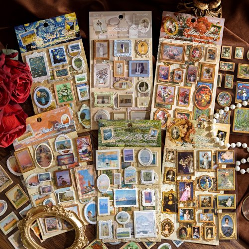 Immagine di Adesivi 3D Retro Stile Europeo Artigianali - Set di 6 Design con 2 Pezzi Ogni Uno, Perfetti per Scrapbooking e Decorazioni Fai Da Te