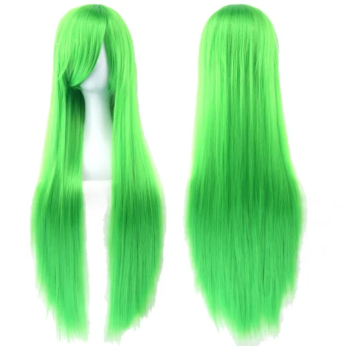 Imagen de Soowee, pelo sintético largo, pelucas de Cosplay blancas y moradas, peluca recta de pelo negro para fiesta, peluca para mujer