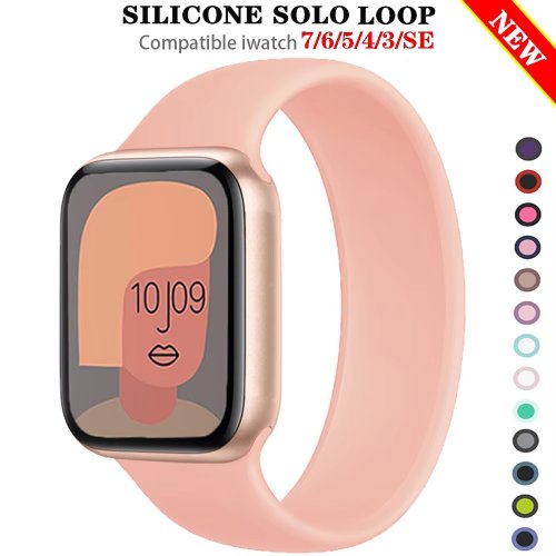 Afbeelding van Band voor Apple Watch-band 44 mm 40 45 mm 41 38 49 mm 42 46 mm Elastisch siliconen Solo Loop-armband iWatch-serie 7 6 3 10 8 ultra 9