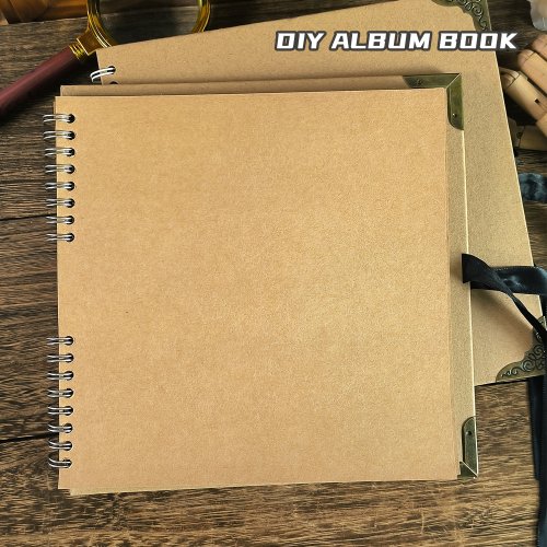 Image of DIY Photo Album with Bow Ribbon Coil Binding – 30-Page Decorative Scrapbook for Creative Crafting and Memory Keeping