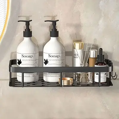 Étagère d'angle murale sans perçage - Rangement salle de bain