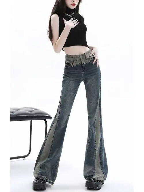 Image de Jeans Vintage Y2K Taille Basse - Coupe Slim & Micro Flare