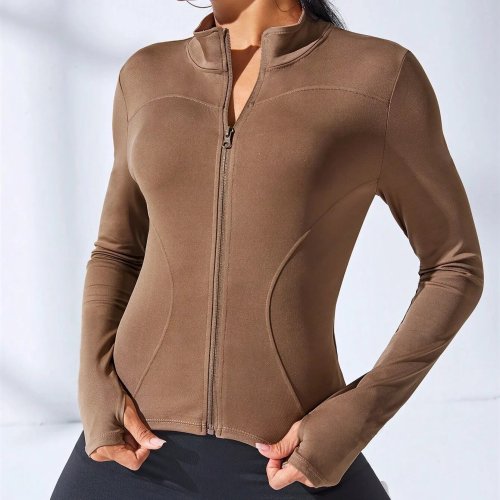 Afbeelding van 2024 Nieuwe yogajas Korte sportjas DAMES Fitnesskleding Afslanken Body Sculpting Rits Yoga-jas