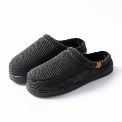 Image de Pantoufles Homme Hiver - Confort & Chaleur en Velours Côtelé