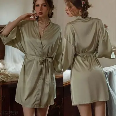 Image de Robe de Chambre Kimono Style Chinois en Soie Glacée