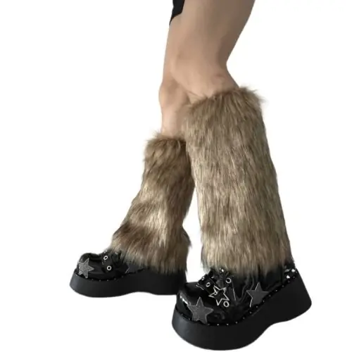 Image de Jambières Fausse Fourrure Gothique - Style Y2K & Punk