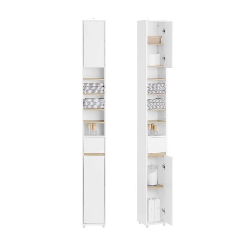Immagine di Mobile Bagno Bianco Sobuy con 5 Scomparti e 1 Cassetto