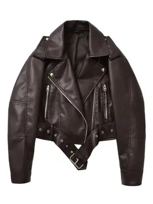 Image de Veste en Faux Cuir Femme - Style Moto Décontracté