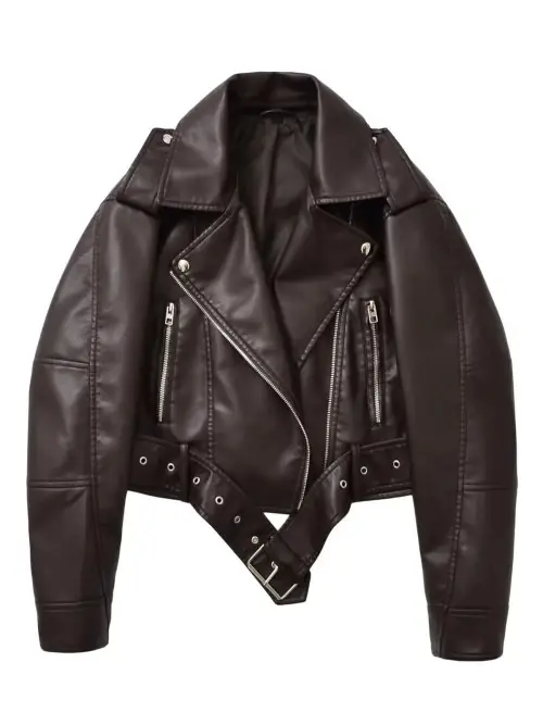 Image de Veste en Faux Cuir Femme - Style Moto Décontracté