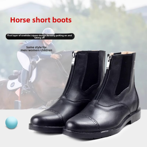 Imagen de Botas de Montar para Niños y Adultos en Cuero de Vaca, Antideslizantes y Resistentes al Desgaste, Ideales para Deportes Ecuestres y Equitación Profesional