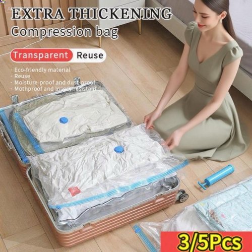 Imagen de Bolsas de Almacenamiento al Vacío para Ropa y Ropa de Cama - Pack de 3 a 5 Unidades, Ahorro de Espacio y Organización Eficiente para tu Hogar