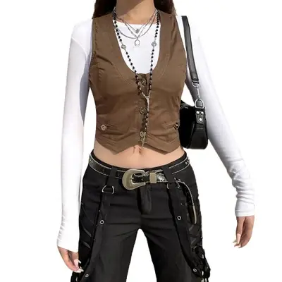 Image de Cardigan Y2K Col U - Style Vintage & Ourlet Irrégulier