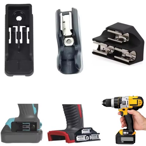 Image of Dual Bit Holder Hook with Screws Compatible with Makita, DeWalt, Milwaukee Cordless Drills – Universal Power Tool Accessory for Efficient Bit Storage