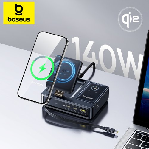 Afbeelding van Baseus Nomos 140W Snelle Oplader – Universeel voor iPhone, Samsung & Laptop