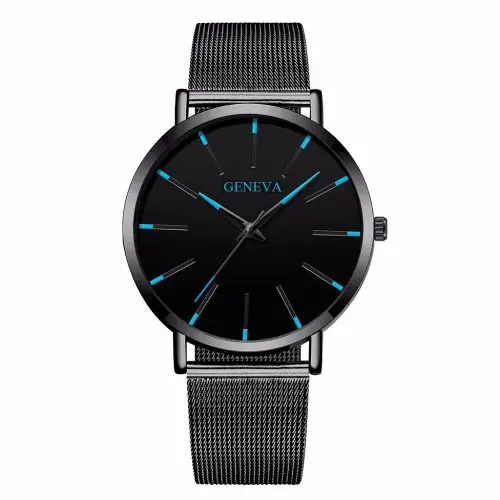 Image de Montre Homme Ultra Mince Acier Maille - Élégance & Précision