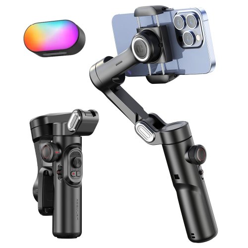 AOCHUAN Stabilizzatore cardanico portatile a 3 assi per smartphone con luce di riempimento per iPhone Android Face Tracking Vlog Smart XE