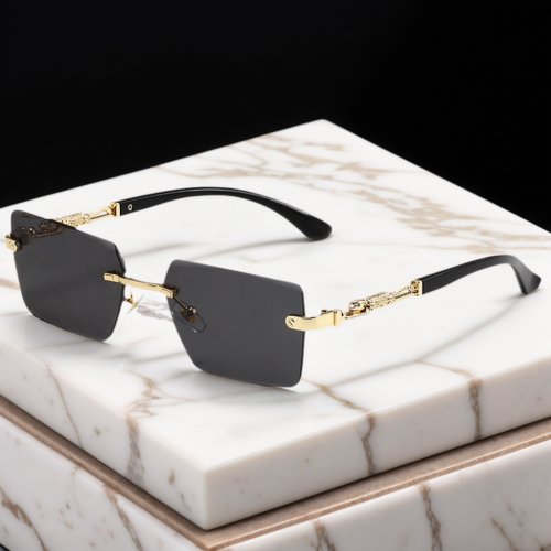 Immagine di Occhiali da Sole Senza Montatura UV400 Rettangolari per Uomo e Donna – Stile Moderno per Escursioni, Vacanze al Mare e Viaggi