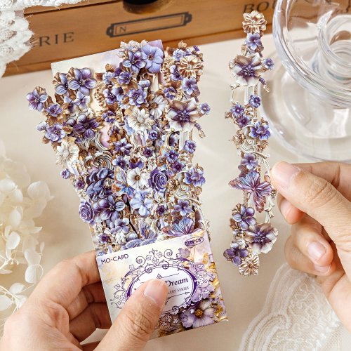 Immagine di Adesivi Vintage in PET con Motivo Rosa: Set da 10 Pezzi per Scrapbooking, Diari Creativi e Decorazioni Estetiche