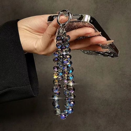 Luxuriöse funkelnde Diamant-Kristallperlen-Handgelenkschlaufe, tragbare Kette, kurzer hängender Handy-Charm-Clip für den universellen Einsatz auf Handyhüllen