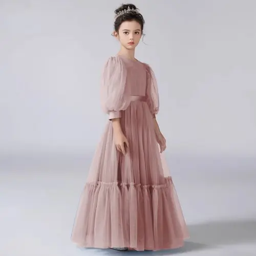Image de Robe Fleurie Bleu & Gris pour Fille - Élégante & Personnalisable