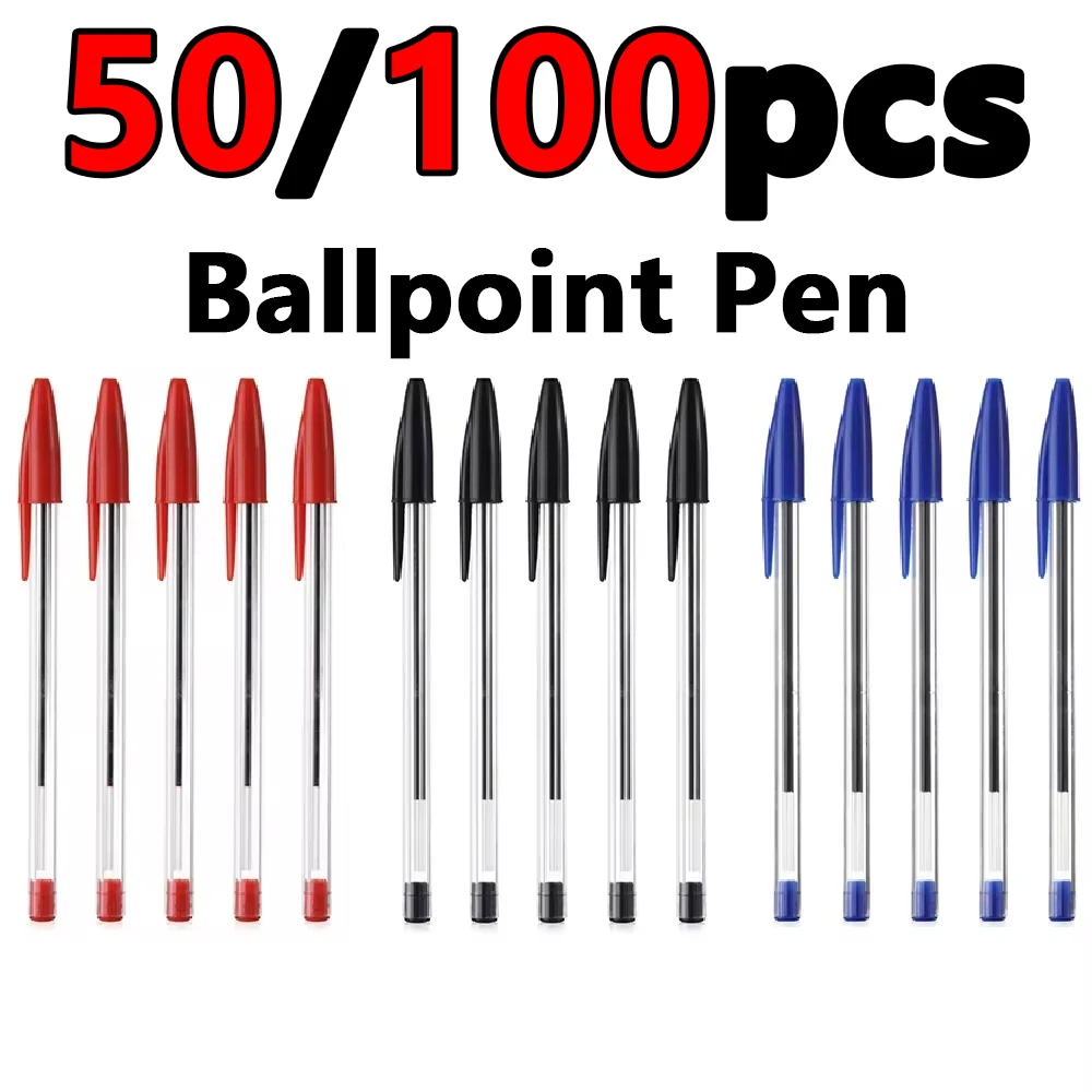 Bild von 50/100 Stück Kugelschreiber 1,0 mm blau schwarz Kunststoff Kugelschreiber Student Geschenk Schule Bürobedarf langlebiges glattes Schreiben