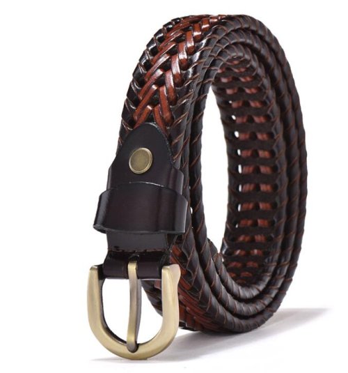 Image de Ceinture Tressée Homme en Cuir Véritable