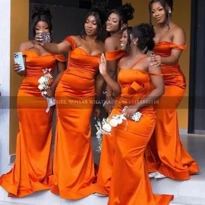 Image de Robe Sirène Orange Élégante - Demoiselle d'Honneur